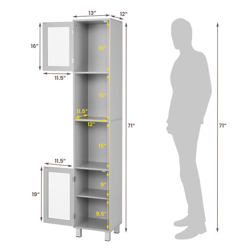 Costway 71'' Tall Tower Bathroom Storage Cabinet Organizer Display - See Details