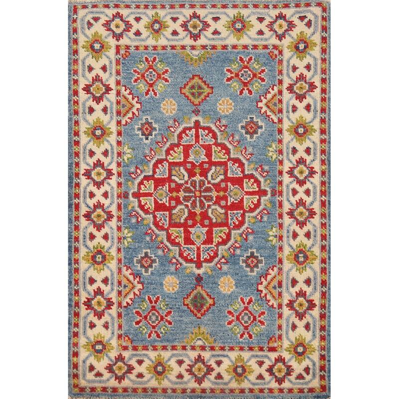 Traditional Blue Kazak Oriental Foyer Rug Handmade Wool Carpet - 2'0"x 3'0"