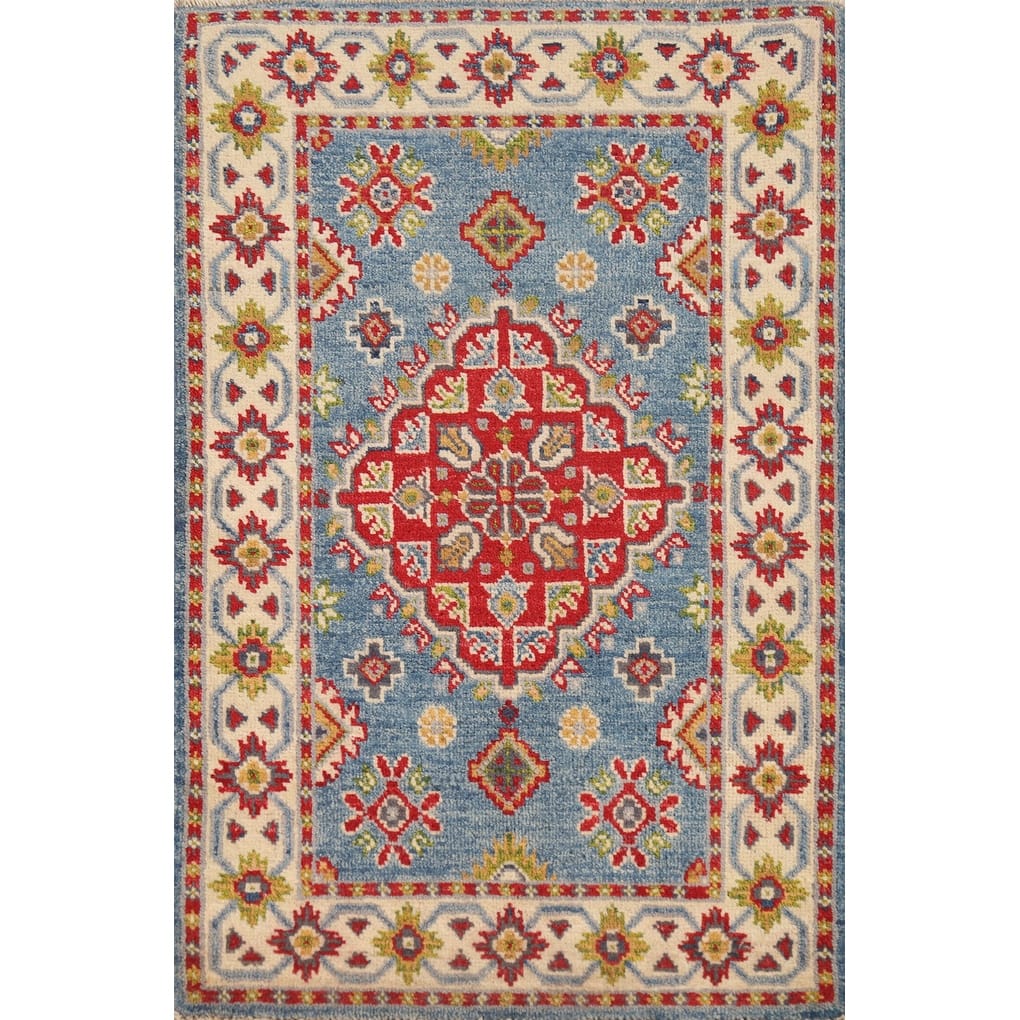 Traditional Blue Kazak Oriental Foyer Rug Handmade Wool Carpet - 2'0"x 3'0"
