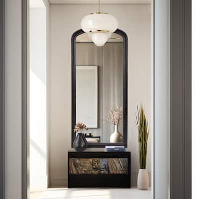 Allan Andrews Hand Crafted Distressed Black Wood Framed Mirror