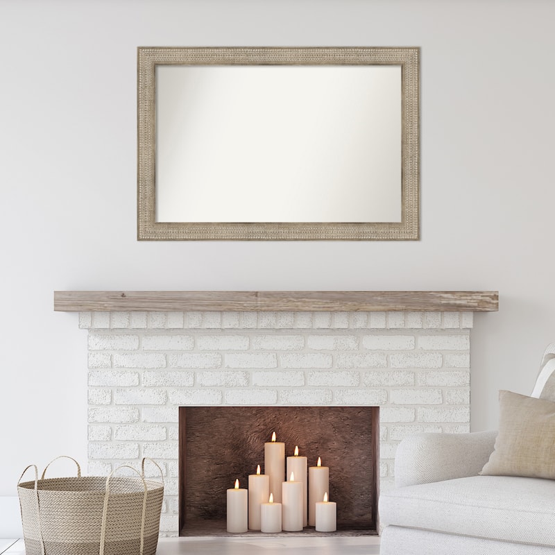 Trellis Silver Framed Non-Beveled Custom Wall Mirror, Bathroom Vanity Mirror