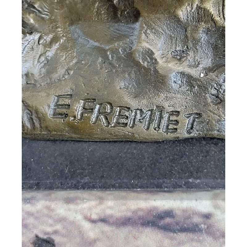 Greyhound Dog Bronze Metal Statue Sculpture Figure On Marble Base By Fremiet