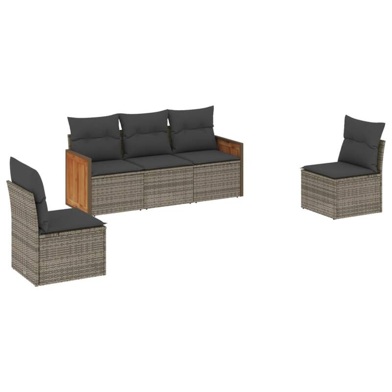 vidaXL Patio Sofa Set with Cushions Outdoor Conversation Furniture Poly Rattan