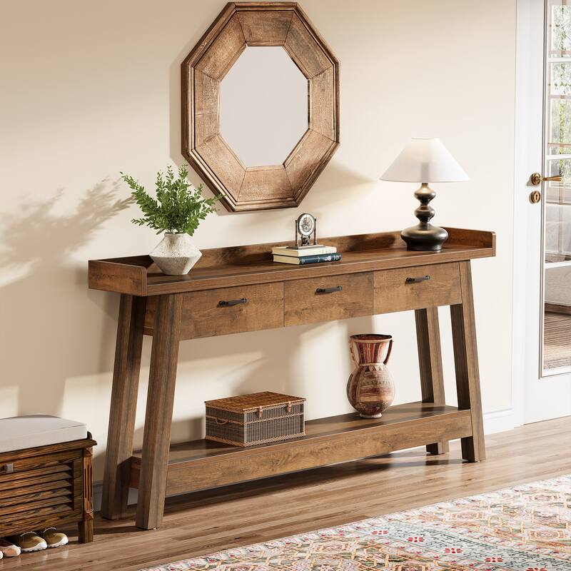 70.9'' Long Console Table with 3-Drawer, 2-Tier SofaTable for Entryway