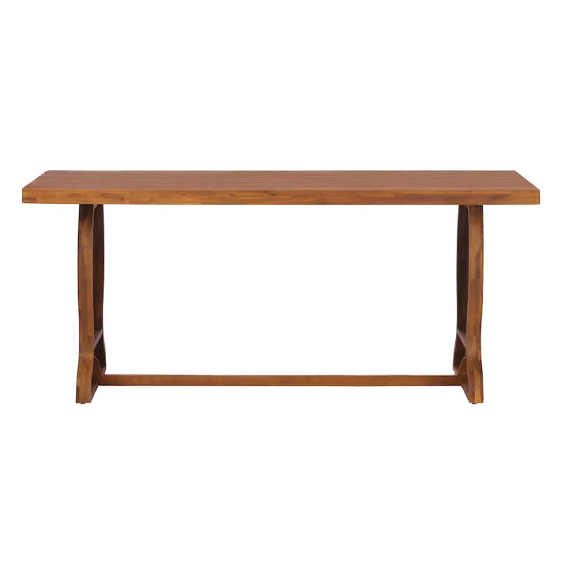 Christopher Knight Home Thalorin Vietnamese Acacia Wood Outdoor Dining Table with Fishtail Legs and Slatted Top