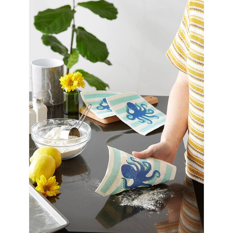 DII Black & White Swedish Dishcloth, 3 Piece