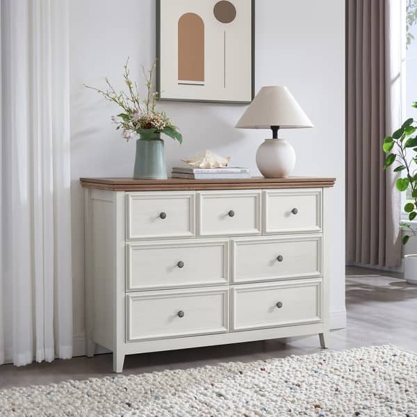 Modern 7-Drawer Dresser, Chest of Drawers with Anti-Tipping Device, Beige Storage Cabinet for Living Room or Bedroom - Bed Bath & Beyond - 42329816 Modern 7-Drawer Dresser, Chest of Drawers with Anti-Tipping Device, Beige Storage Cabinet for Living Room or Bedroom - Bed Bath & Beyond - 42329816