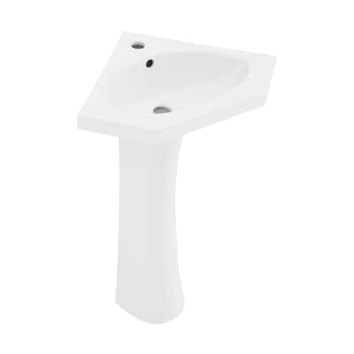 Angers Corner Two-Piece Pedestal Sink - 22.25" x 15.75" 33.65"