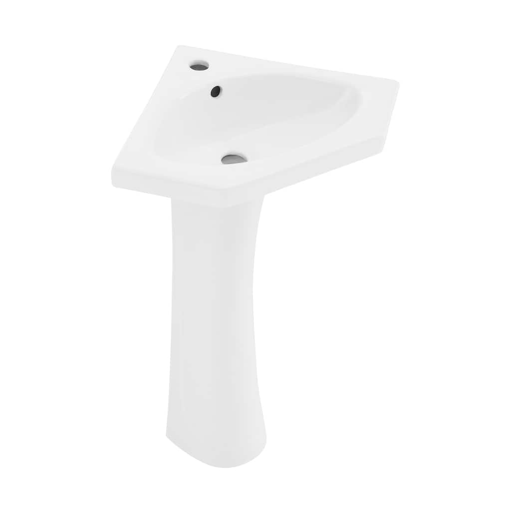 Angers Corner Two-Piece Pedestal Sink - 22.25" x 15.75" 33.65"