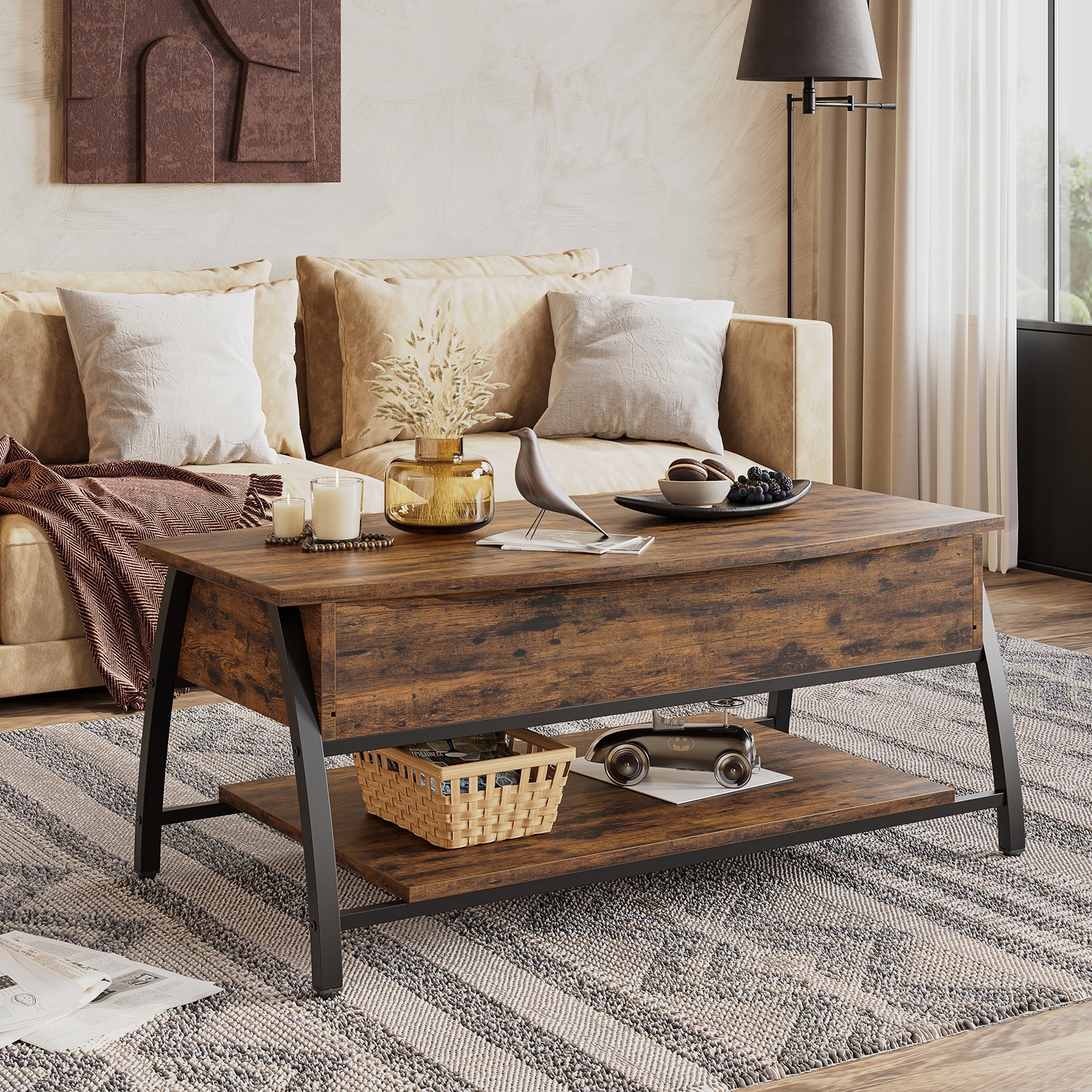 Lift top coffee clearance table light wood