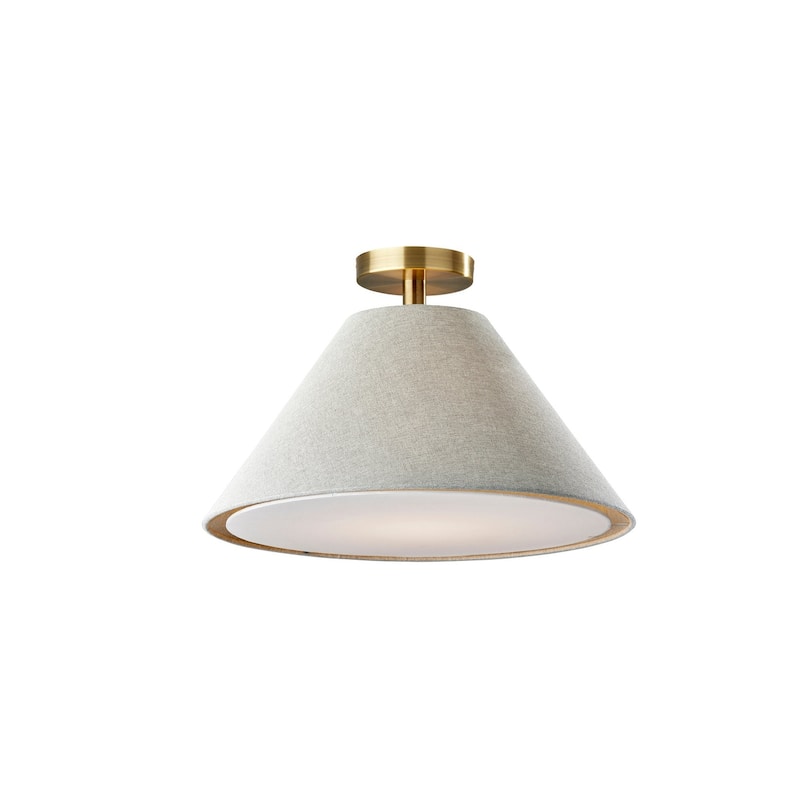 Hadley Flush Mount - Light Grey Fabric