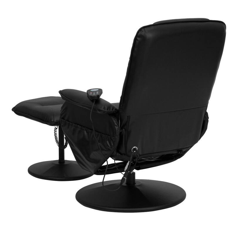 LeatherSoft Massaging Multi-Position Recliner w/Ottoman w/Side Pocket