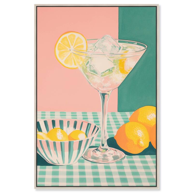 Lemon Slice Drink Canvas by Art Remedy - Silver - 36" x 54"