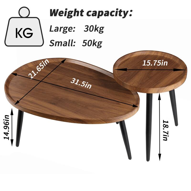 Round Oval Nesting Coffee Table Set
