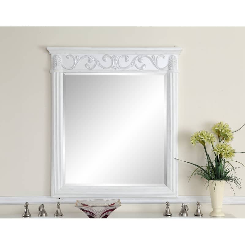 48" Benton Collection Beckham Antique White Bathroom Vanity & Mirror