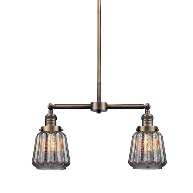 Innovations Lighting Chatham 2 Light 21" Wide Linear Chandelier - Brushed Brass / Mercury Plated