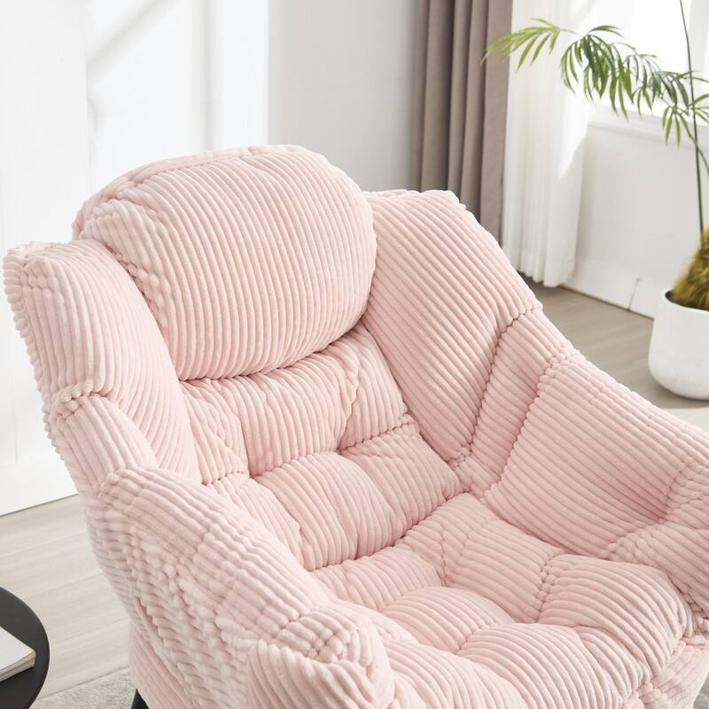 Modern Lounge Chair with Ottoman - Plush Reading Accent Chair with Footrest and Side Pocket