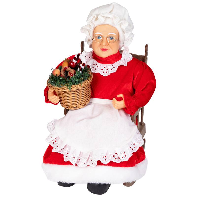 Animated Musical Mrs. Claus in Rocking Chair Christmas Decoration - 14"