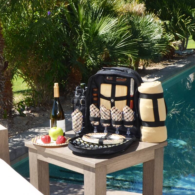 Picnic at Ascot Four Person Equipped Picnic Backpack with Blanket