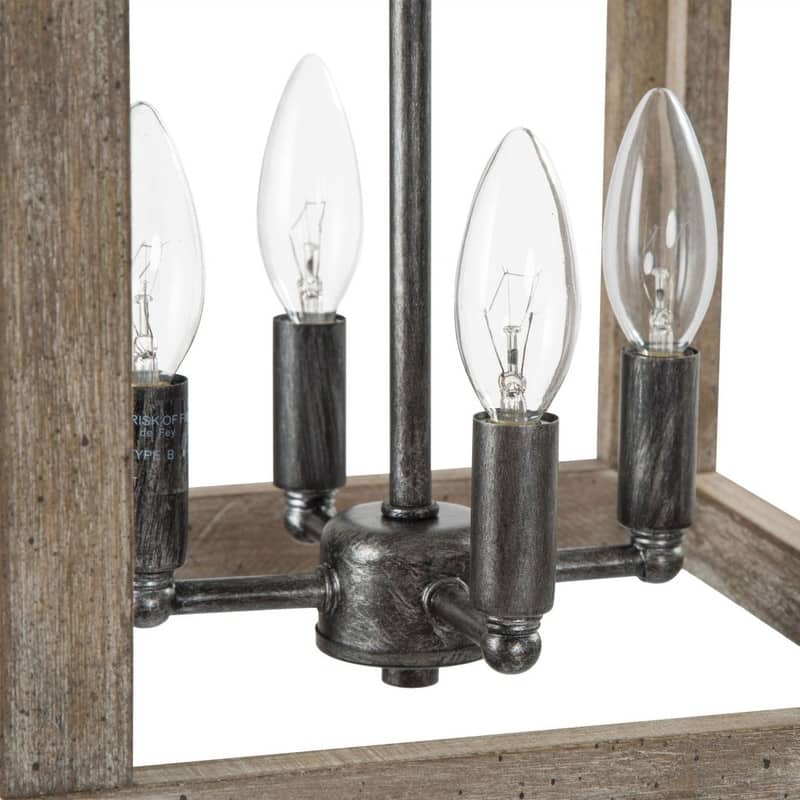 Farmhouse Pendant Lights Rustic 4-light Distressed Wood Ceiling Light for Kitchen Island - D11" x H72"