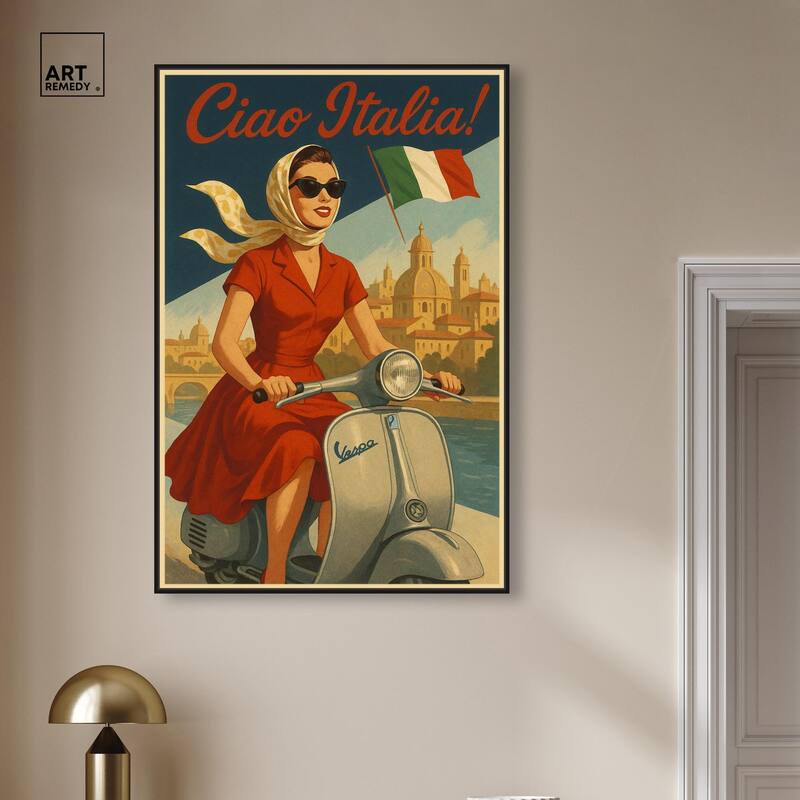 Scooter Italian Travel Canvas by Art Remedy
