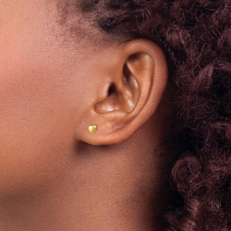 Curata 14k Yellow Gold Solid Polished Post 5mm Abstract Heart Earrings