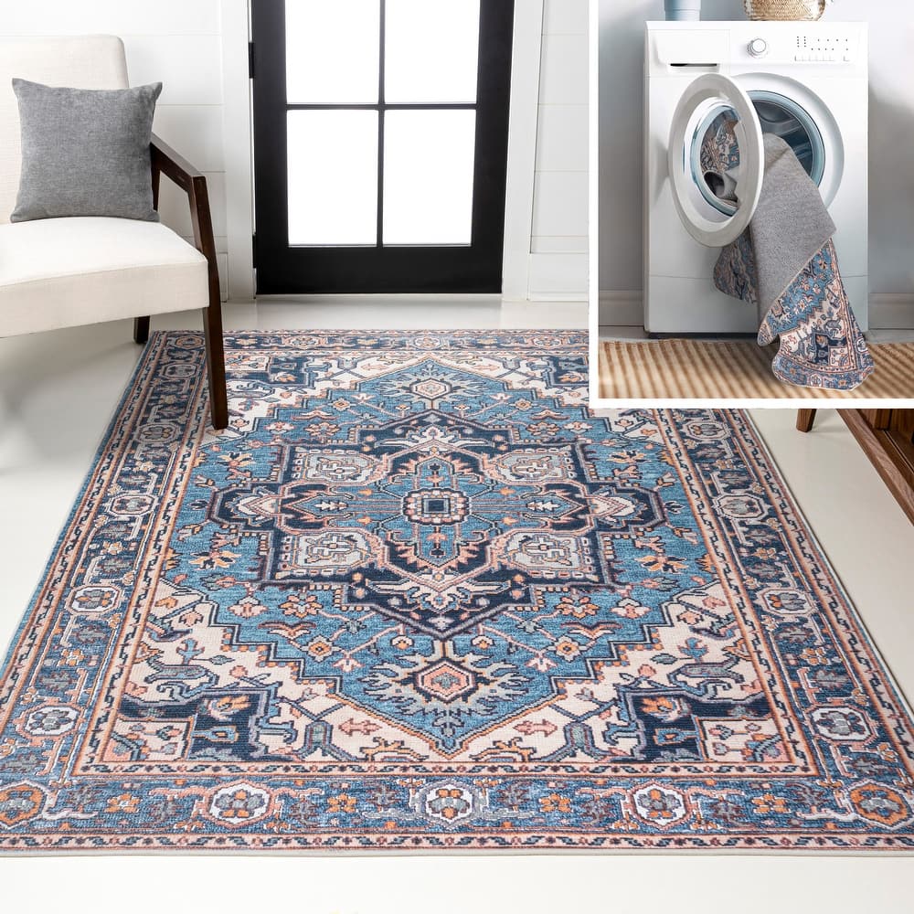 JONATHAN Y Victoria Ornate Large Medallion Machine Washable Area Rug
