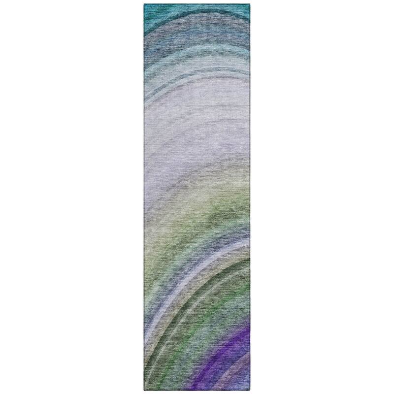 Machine Washable Indoor/ Outdoor Chantille Abstract Wave Rug