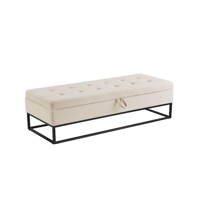 58.6" Bed Bench Metal Base with Storage Velvet Space-Saving Sofas for Living Room, Apartment and Office