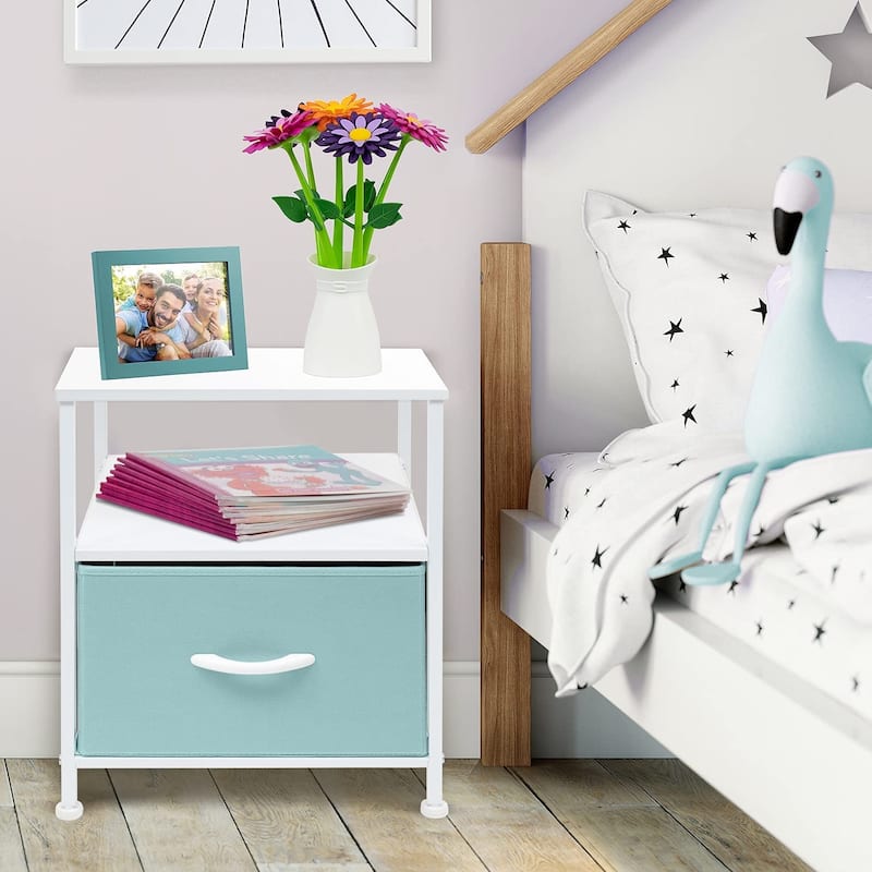 Nightstand 1-Drawer Shelf Storage - Bedside Furniture End Table Chest