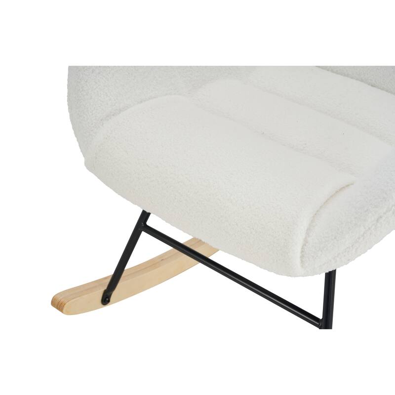Solid Wood Legs Reading Chair with Teddy Fabric Upholstered