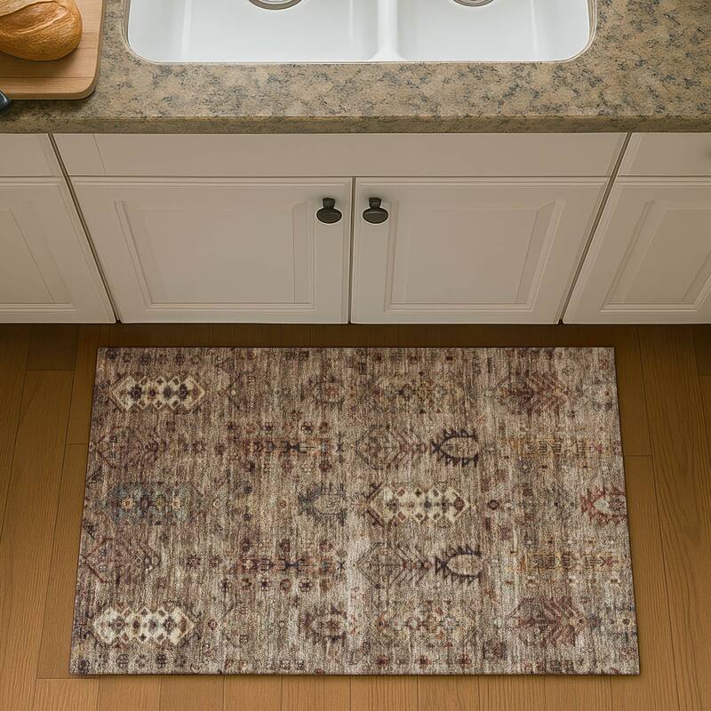 Premium Washable Super Soft Traditional Karachi Mayfield Rug - Brown - 1'8" x 2'6"