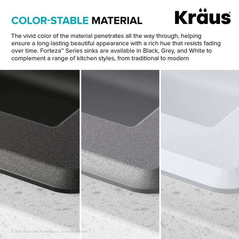 KRAUS Forteza Granite 33 inch 50/50 Undermount Drop-in Kitchen Sink