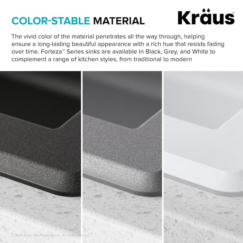 KRAUS Forteza Granite 33 inch Undermount Drop-in Kitchen Sink