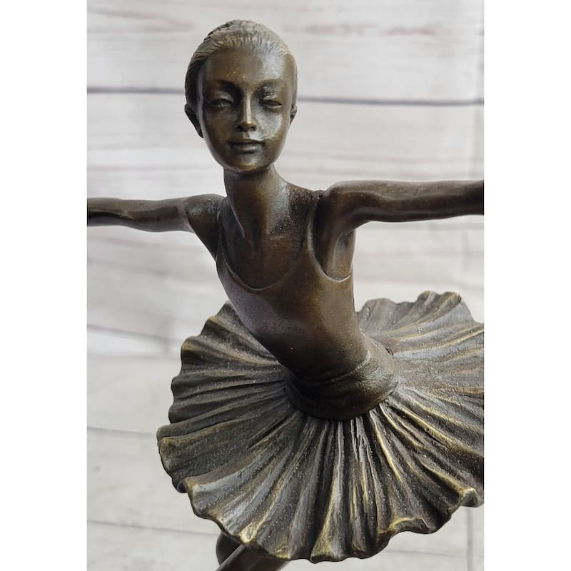 10 Inches Tall Lady Ballerina Ballet Bronze Sculpture Statue Art Nouveau Black Swan