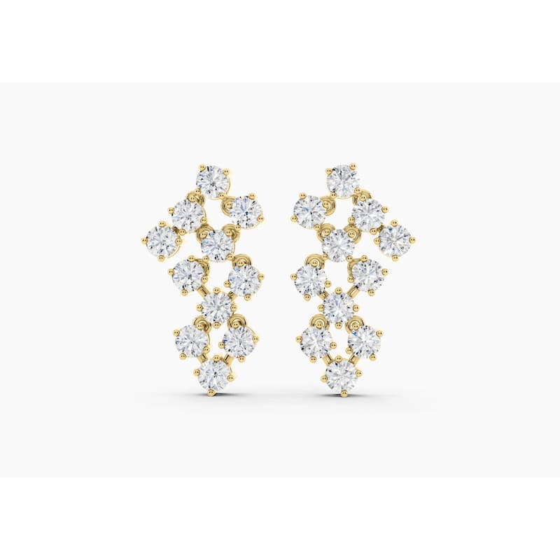 14K Gold Chandelier Lab Grown Diamond Fashion Drop Earrings 2.24 CTTW - Yellow