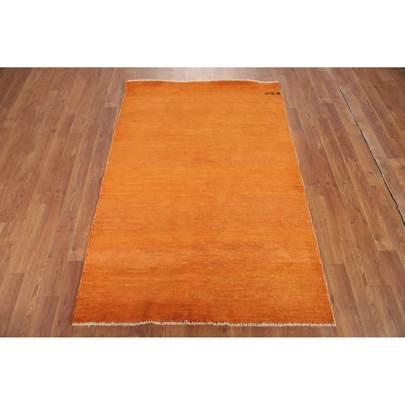 Modern Gabbeh Oriental Rug Handmade Accent Wool Carpet - 3'4"x 4'10"