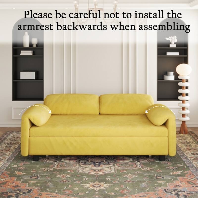 Sofa at the Forefront: 54-inch Velvet Sofa Bed for Multi-purpose Living Spaces, Featuring a Retractable Bed