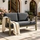 preview thumbnail 149 of 195, Outdoor Teak Solid Wood Patio Furniture Set Loveseat Armchair Table Collection Loveseat - Naturalframe-Darkgrey