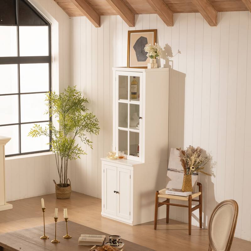 75.25in Tall Display Cabinet with Single Tempered Glass Door