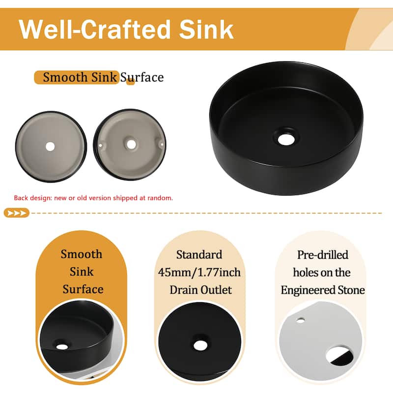 Malwee 30"/36" Floating Bathroom Vanity, Wall Mounted Bathroom Vanity with Ceramic Sink and Soft Close Door