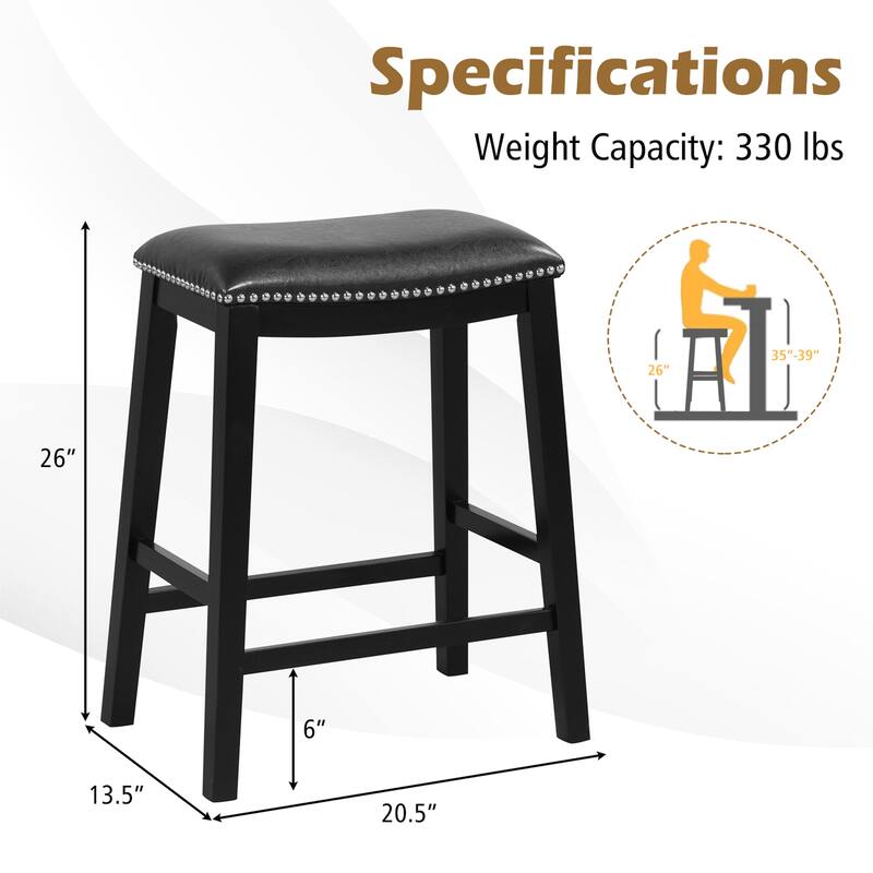Gymax 4PCS 26'' Upholstered Counter Height Bar Stool PVC Leather