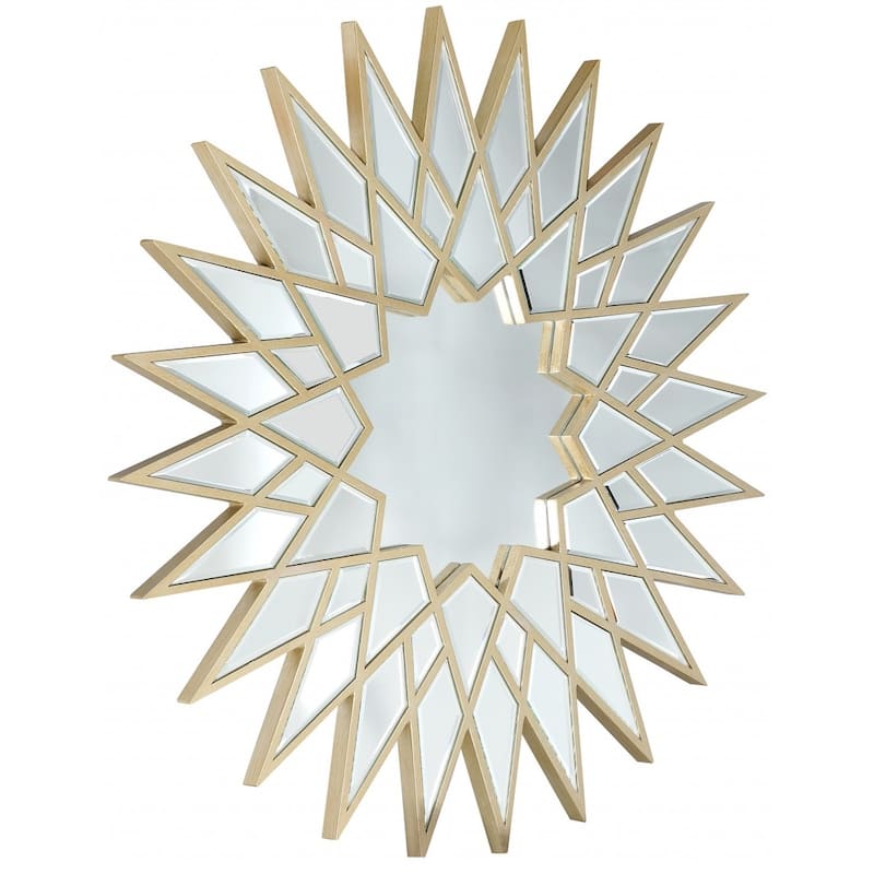 HomeRoots 34" Painted Sunburst Accent Mirror Wall Mounted With Metal Frame - 27.5