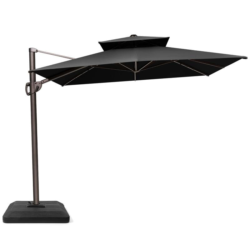 Outdoor 9 x 11 ft Patio Offset Cantilever Umbrella with Weights Base - Black