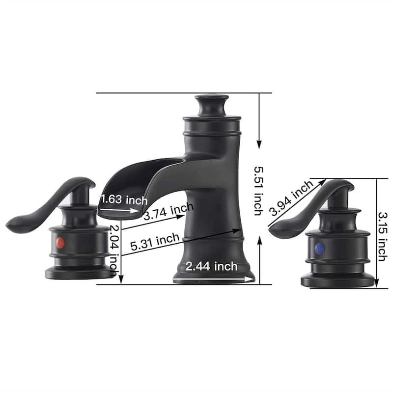Double Handle Widespread Bathroom Faucet With Drain Assembly Waterfall Bathroom Sink Faucets 3 Holes 8 Inch Modern Vanity Taps