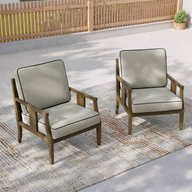 2 Set Outdoor Patio Club Chair with Cushion Patio Arm Lounge Chair