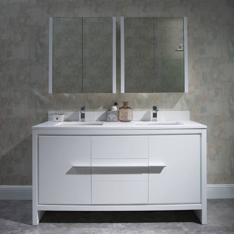 Solid Wood Bathroom Vanity with Mirror Medicine Cabinet