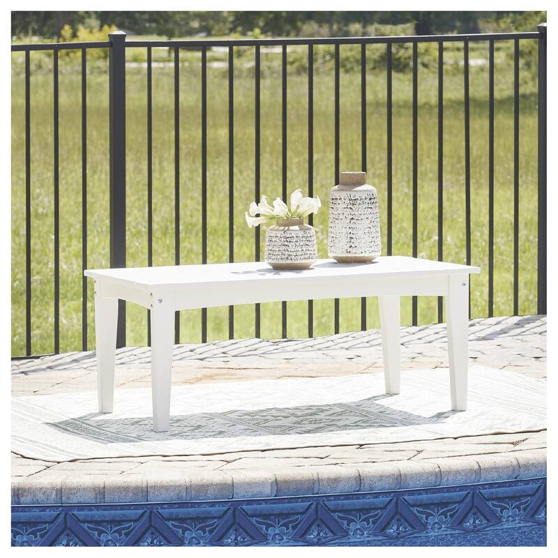 Signature Design by Ashley Hyland wave Outdoor Coffee Table - 44.13" W x 24" D x 18.13" H - White