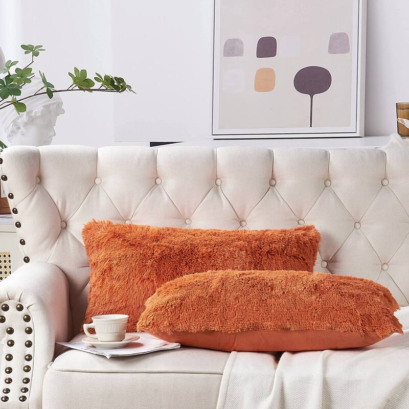 Halsted Shaggy FauxFur Decorative Throw Pillow Cover Set, NO INSERT