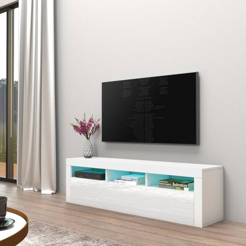 Milano Classic Wall Mounted Floating 63" TV Stand with 16 Color LEDs